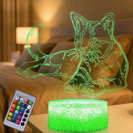 NeonCat – Veilleuse LED 3D chat acrylique tactile USB