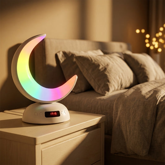 QuranAroma – Enceinte Coran Bluetooth avec horloge Azan, veilleuse LED et diffuseur d'huiles essentielles