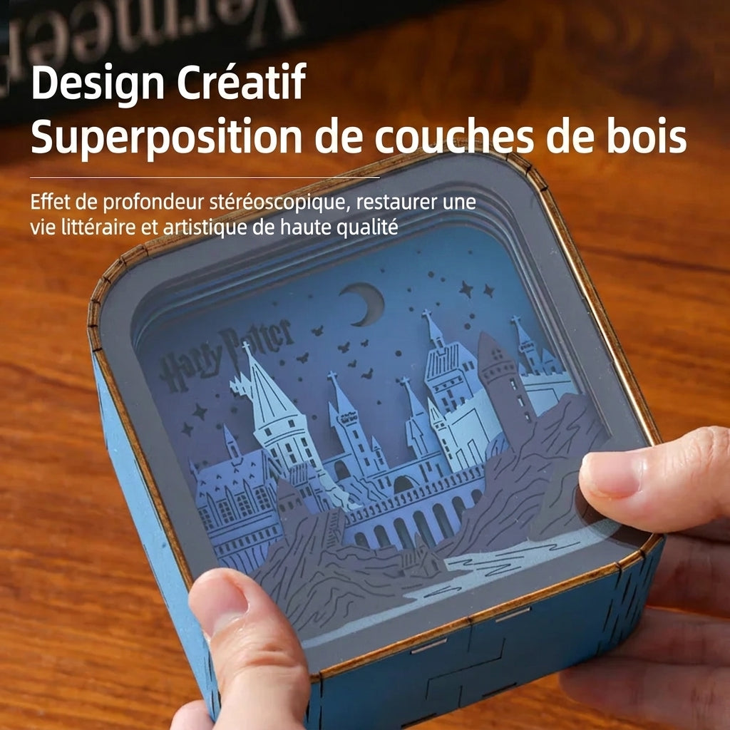 HogwartsLight – Veilleuse en bois sculpté Harry Potter château de Poudlard