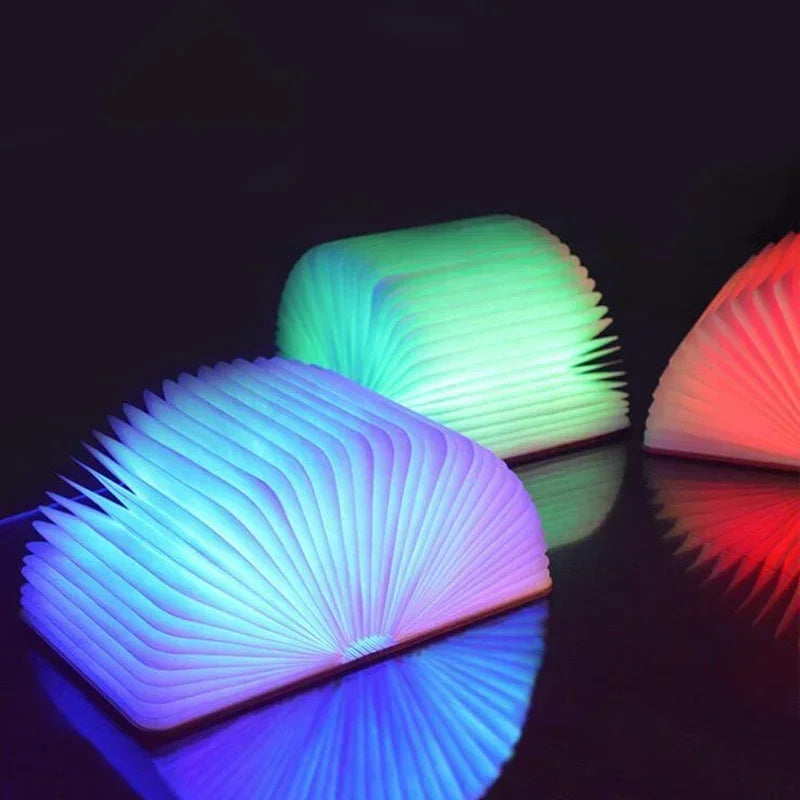 BookLight – Lampe LED livre 3D pliable en bois RGB rechargeable USB