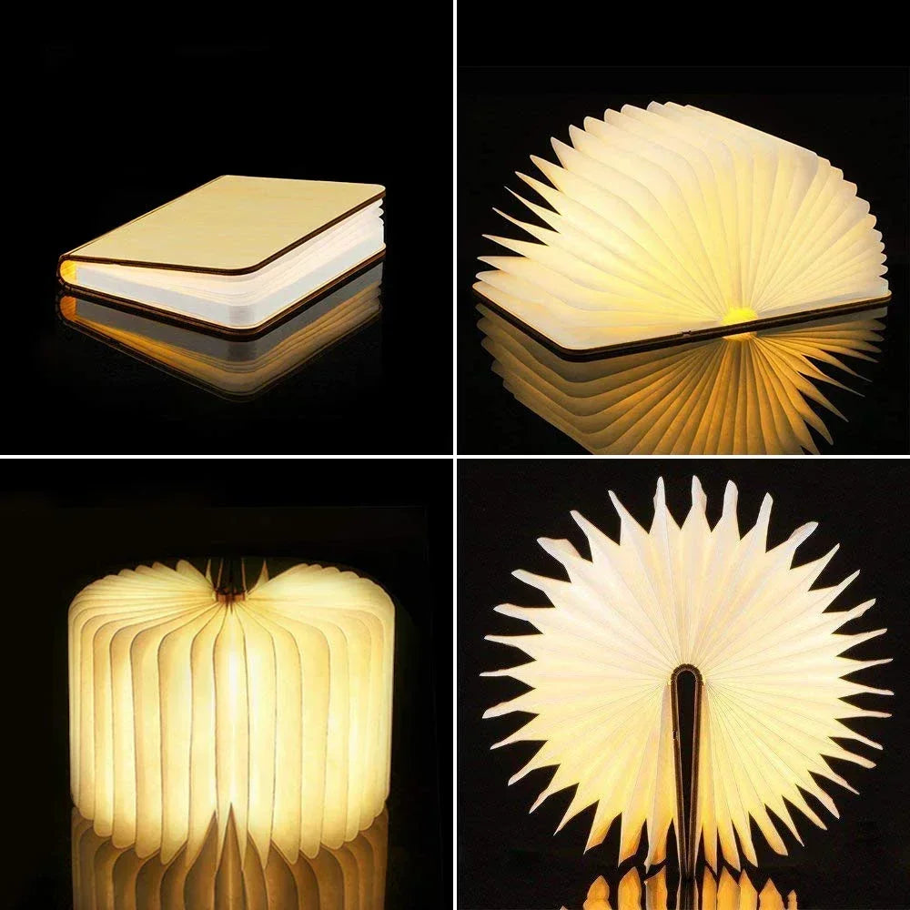 BookLight – Lampe LED livre 3D pliable en bois RGB rechargeable USB