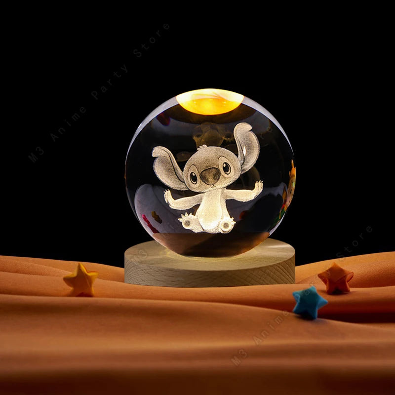 Stitch Crystal – Boule de cristal 3D LED Stitch gravure laser USB
