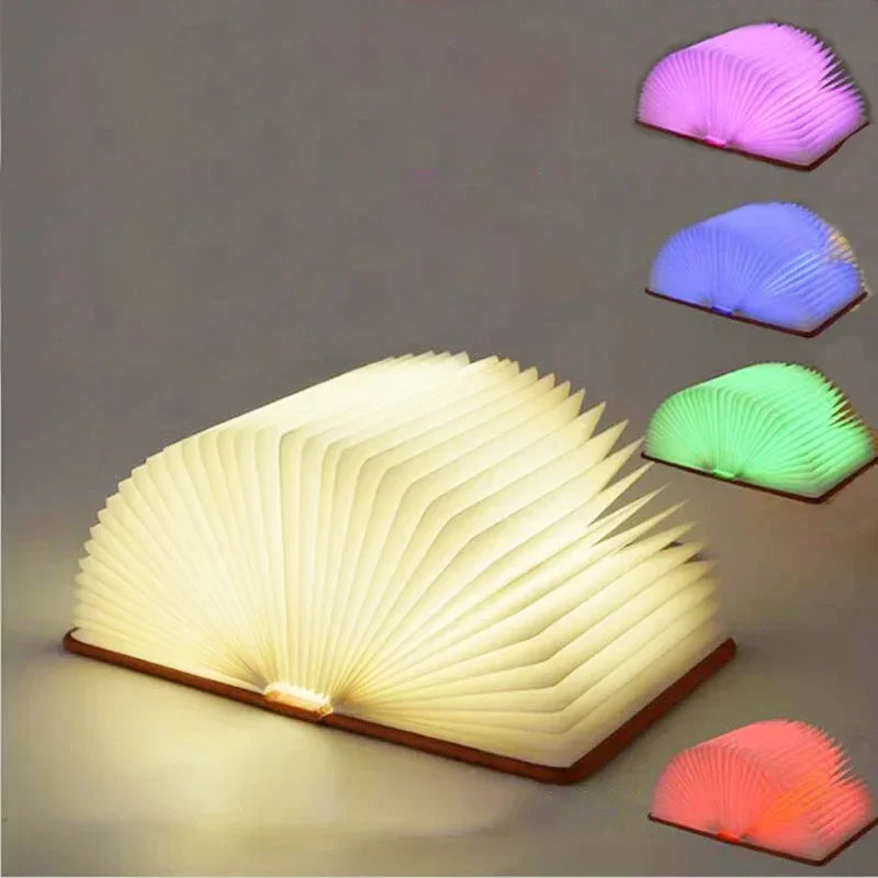 BookLight – Lampe LED livre 3D pliable en bois RGB rechargeable USB