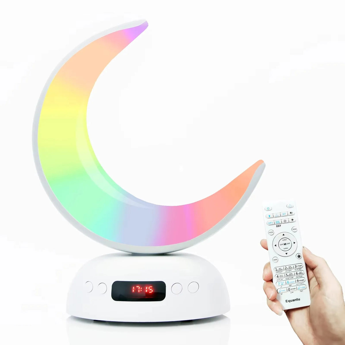 QuranAroma – Enceinte Coran Bluetooth avec horloge Azan, veilleuse LED et diffuseur d'huiles essentielles