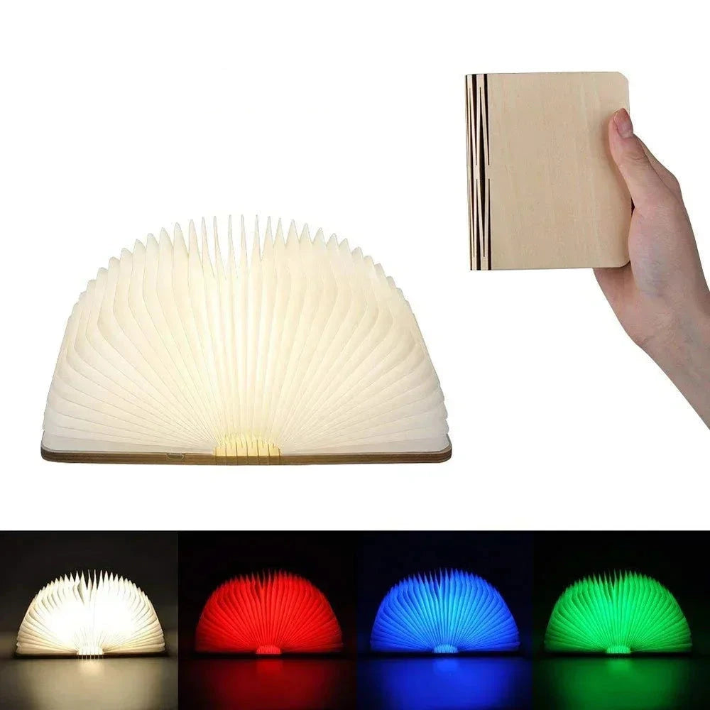 BookLight – Lampe LED livre 3D pliable en bois RGB rechargeable USB