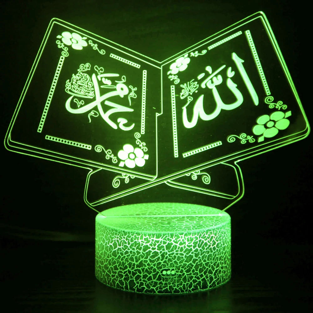 AllahLight – Veilleuse LED 3D illusion optique Allah en acrylique