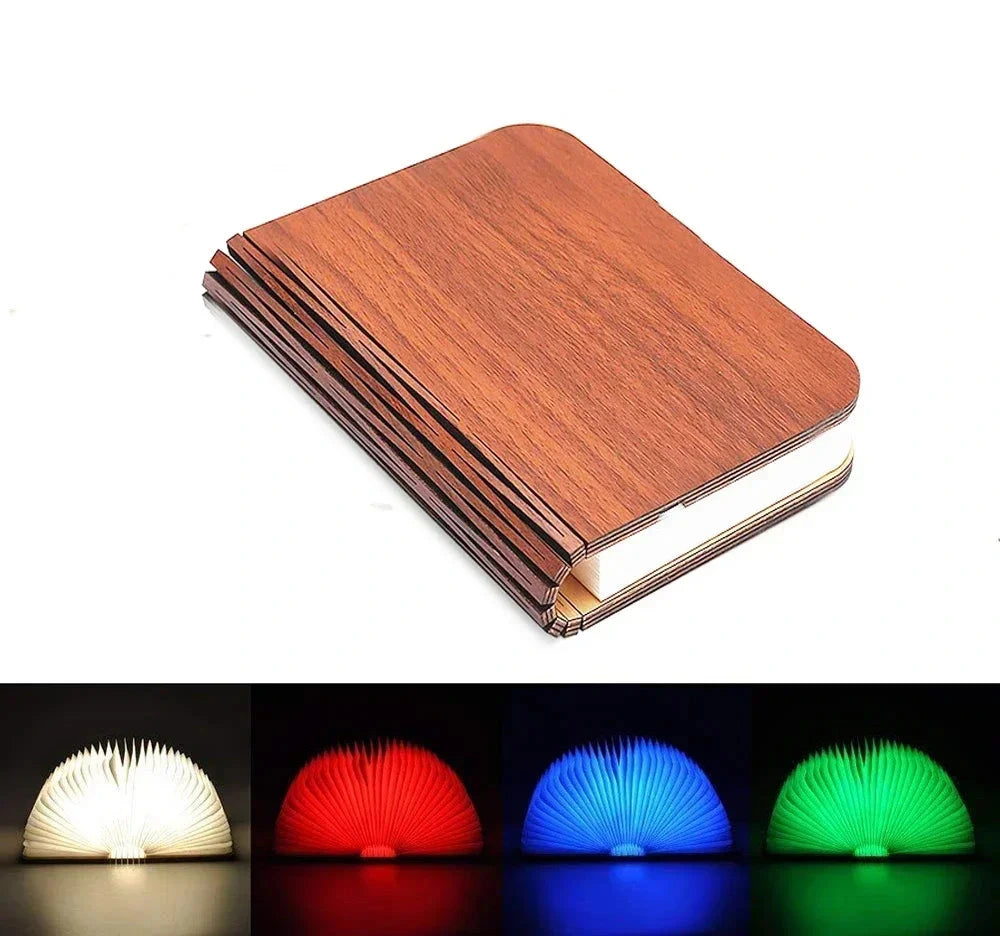 BookLight – Lampe LED livre 3D pliable en bois RGB rechargeable USB