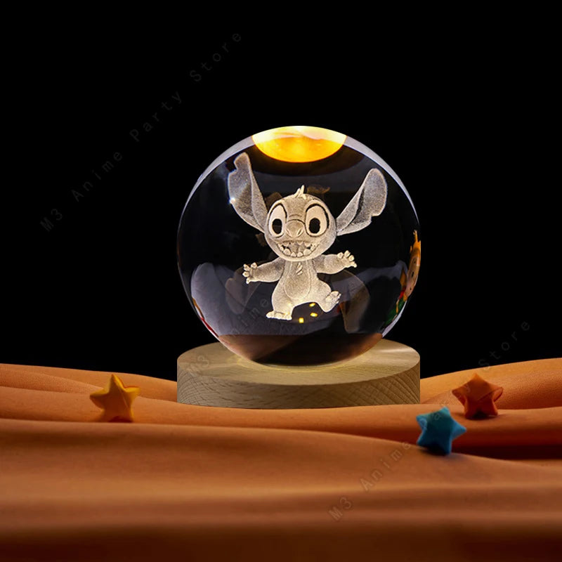 Stitch Crystal – Boule de cristal 3D LED Stitch gravure laser USB