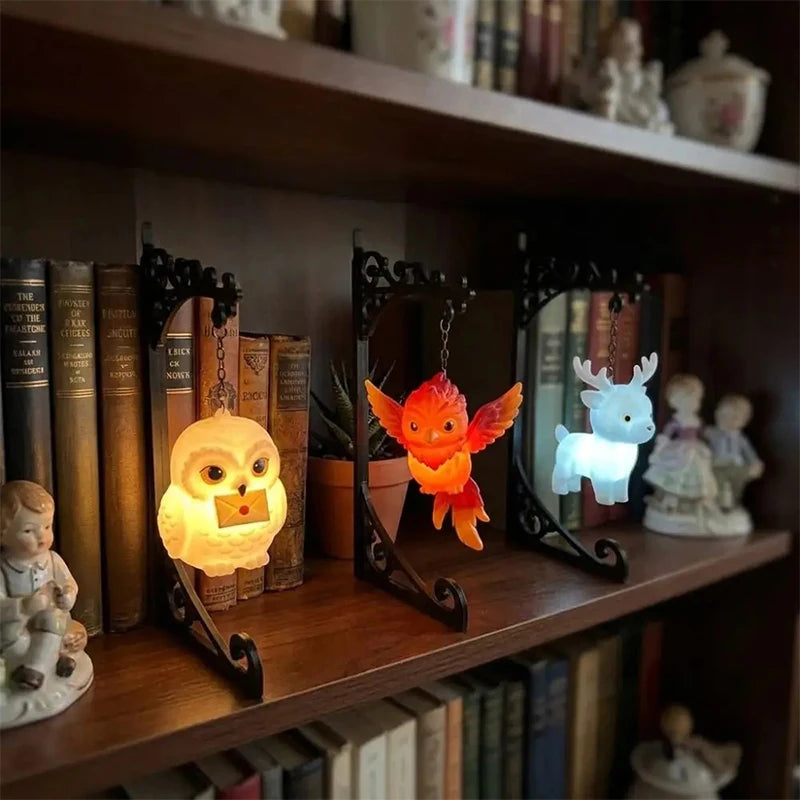 Décoration de bibliothèque à domicile, serre-livres suspendu en forme de hibou, lampe en métal, figurine de bibliothèque, organisateur de livres, veilleuse, cadeau unique
