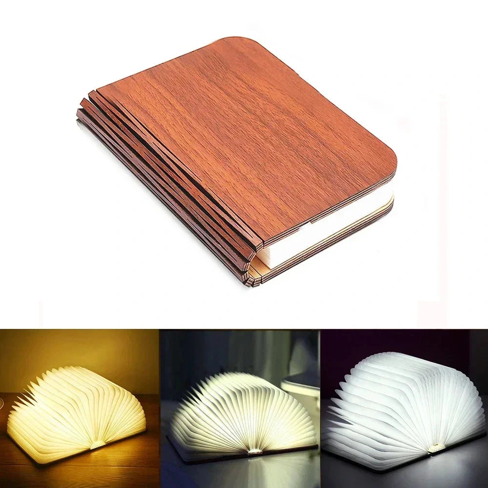 BookLight – Lampe LED livre 3D pliable en bois RGB rechargeable USB