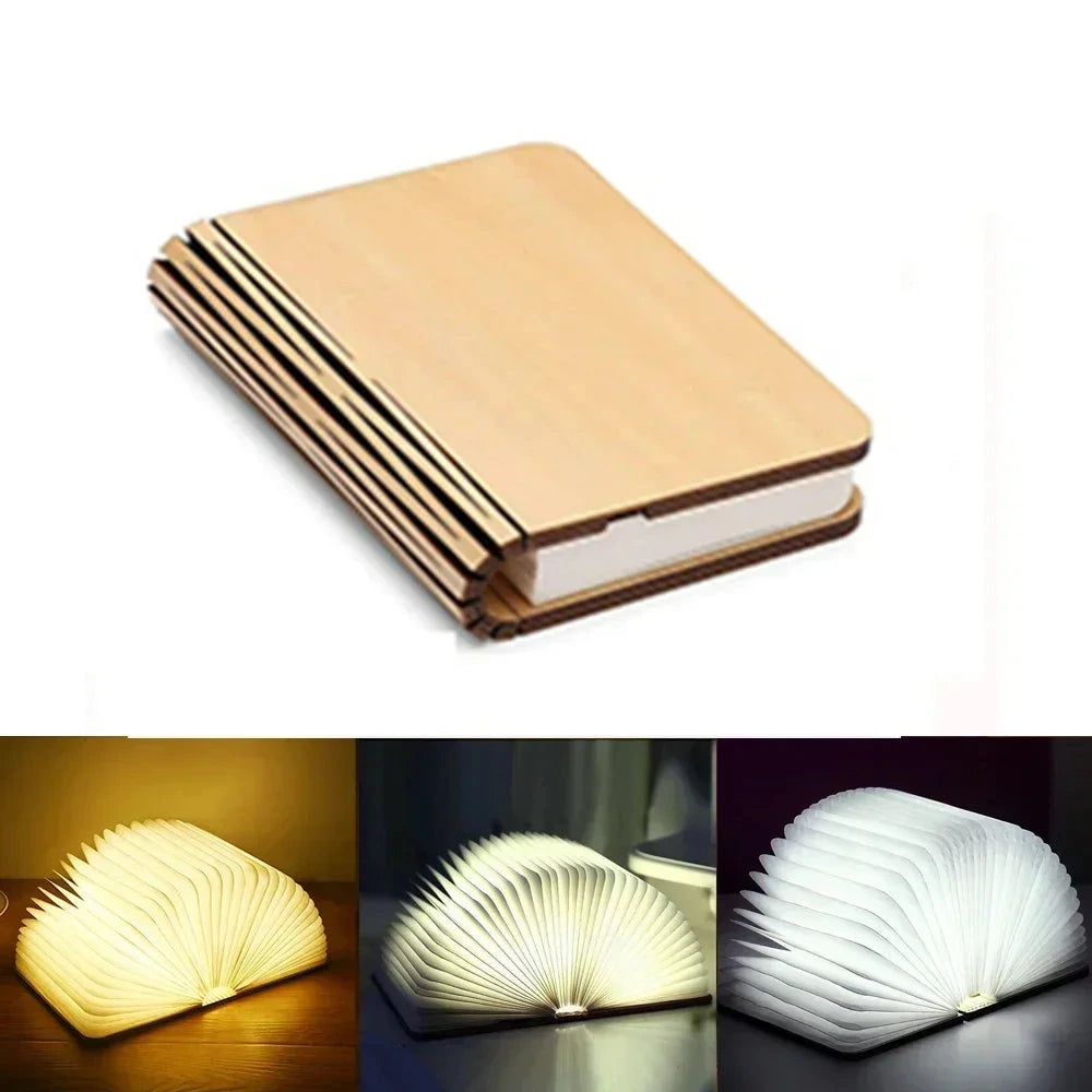BookLight – Lampe LED livre 3D pliable en bois RGB rechargeable USB